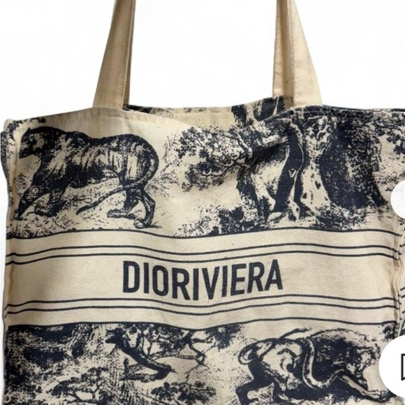 New without tags, GWP Blue Dior/ Diorivera straw tote bag - Picture 4 of 4